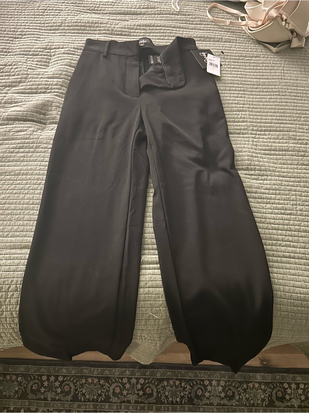 by & by Black Wide-Leg Dress Pants